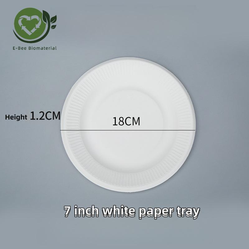 7 Inch White Compostable Paper Plates for Picnic