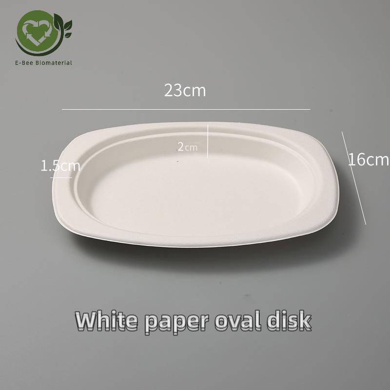 Disposable White Dinner Platter Made of Natural Bamboo Fiber