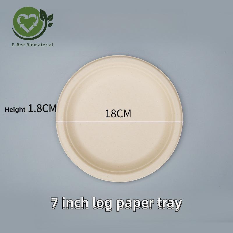 E-BEE 7 Inch Natural Bagasse Eco-Friendly Plate For BBQ