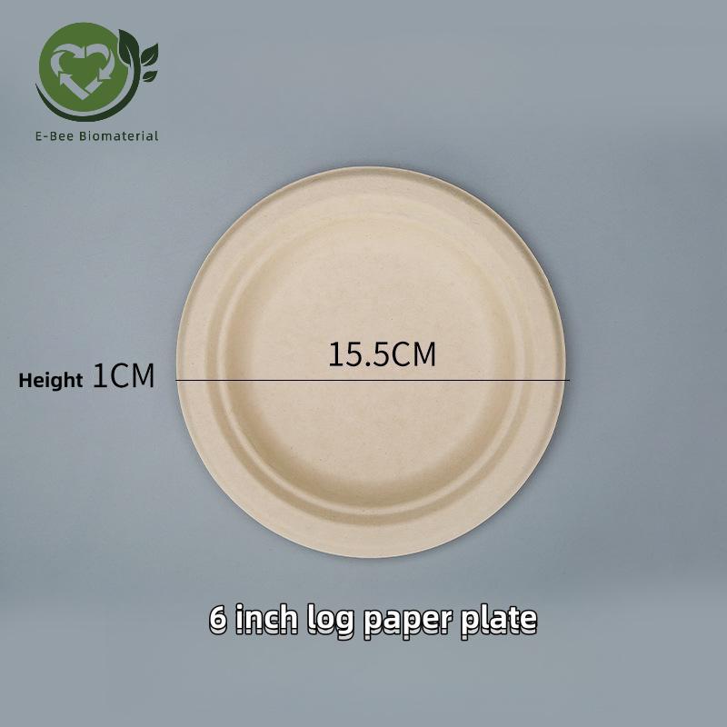 Sugarcane Disposable 6 Inch Natural Unbleached Brown Paper Plate